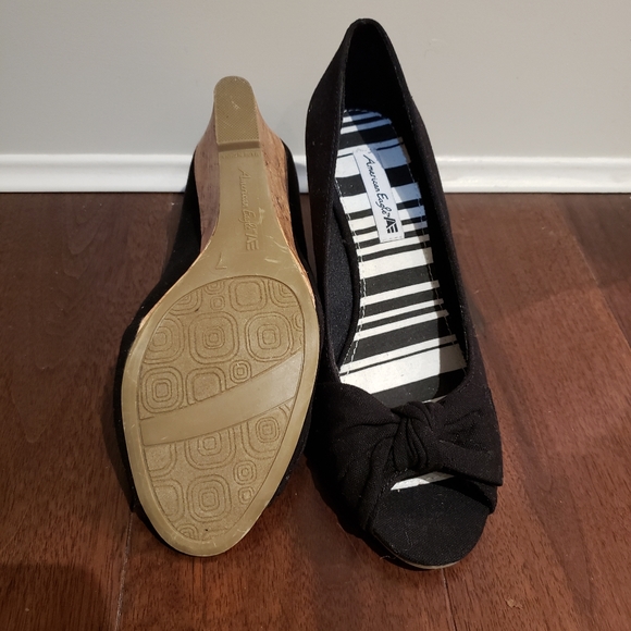 American Eagle Black Open Toe Wedges - Picture 3 of 3